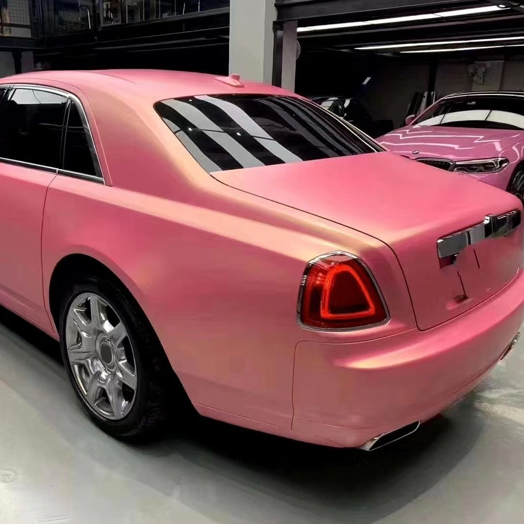 Matte Diamond Gold Pink Car Vinyl Wrap