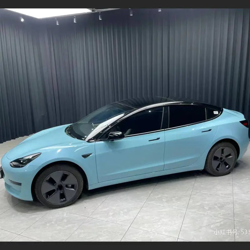 Film de protection vinyle bleu clair cristal brillant pour voiture