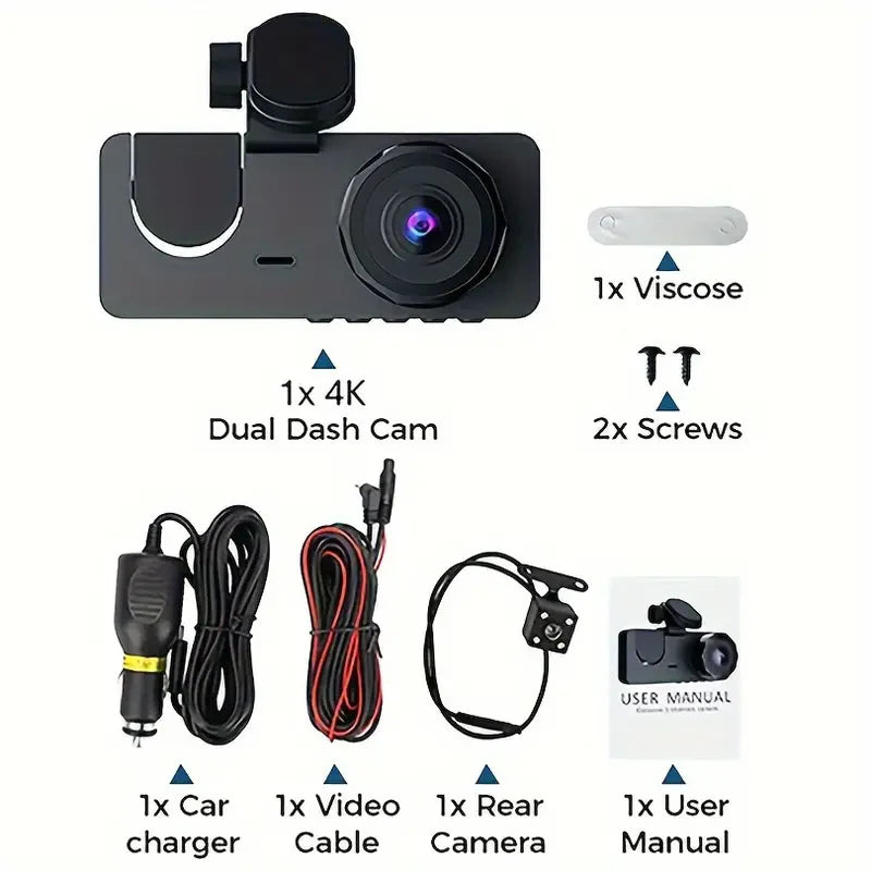 4K+1080P 3 Channel Dash Cam