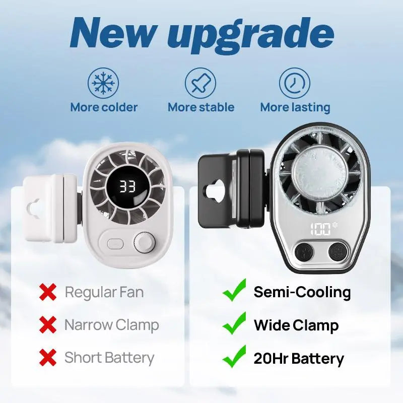Car Clip On Fan with LED Display 360° Rotation