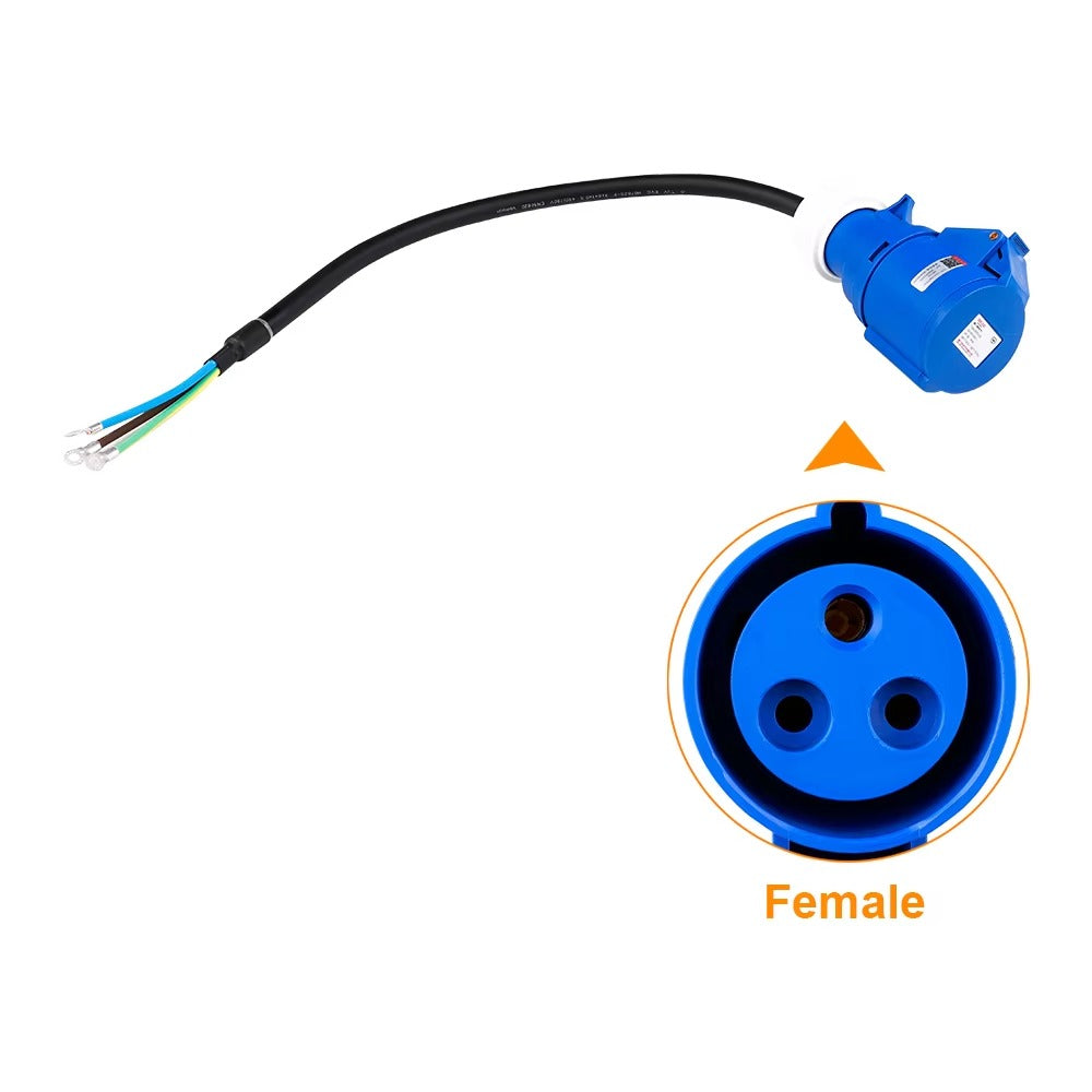 EV Charger CEE Female Plug 3 Pins Adapter Waterproof Connection WallMount Socket Connect with 32A 1Phase 7KW Charger
