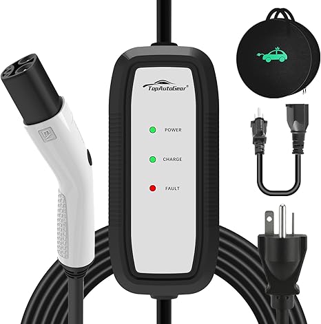 16A Portable Level 1/Level 2 Tesla Charger | NACS Connector | NEMA 6-20 Plug & 5-15 Adapter | for Tesla Model 3/Y/S/X & All NACS EVs