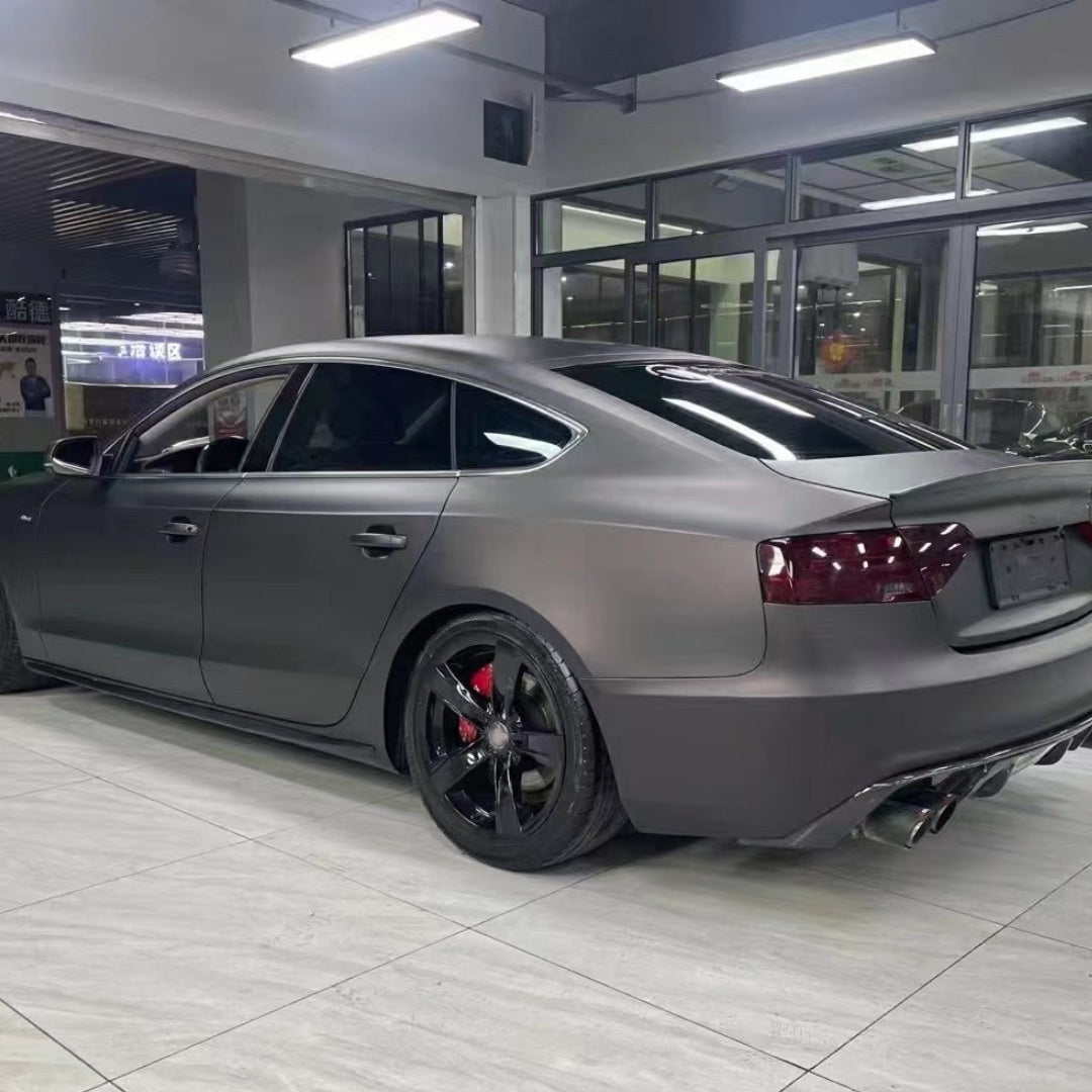 Audi Matte Diamond Black Red Car Vinyl Wrap