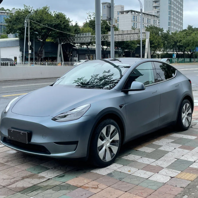 Envoltura de vinilo azul grisáceo mate de calidad para coche