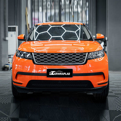 high glossy orange vinyl wrap