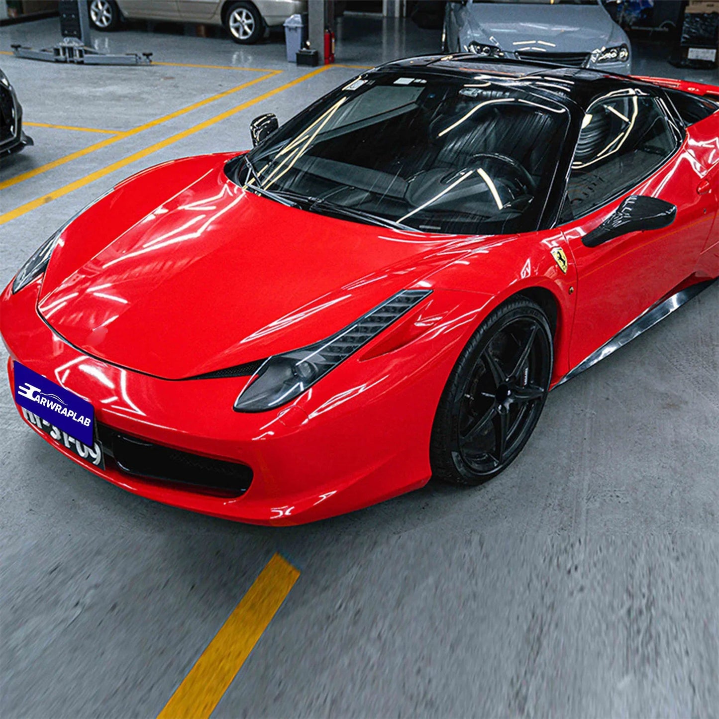 high glossy ferrari red vinyl wrap