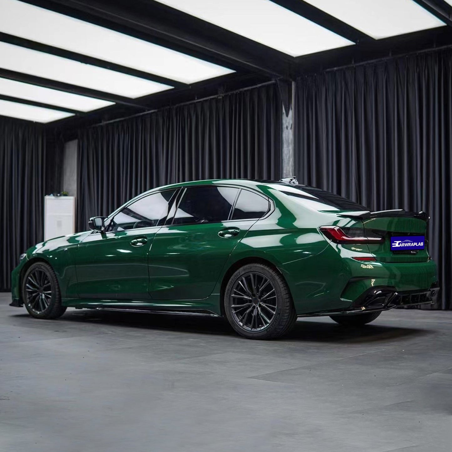 glossy metallic vintage racing green vinyl wrap