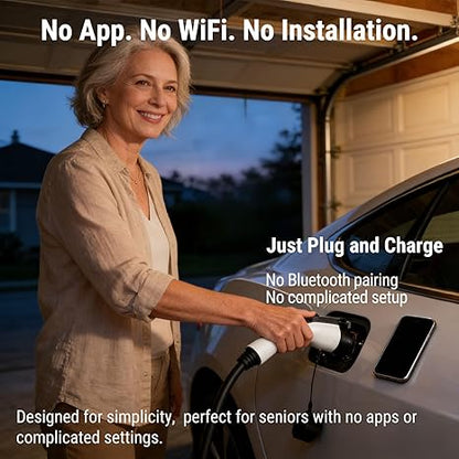 16A Portable Level 1/Level 2 Tesla Charger | NACS Connector | NEMA 6-20 Plug & 5-15 Adapter | for Tesla Model 3/Y/S/X & All NACS EVs