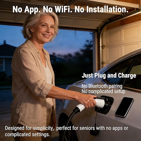 16A Portable Level 1/Level 2 Tesla Charger | NACS Connector | NEMA 6-20 Plug & 5-15 Adapter | for Tesla Model 3/Y/S/X & All NACS EVs