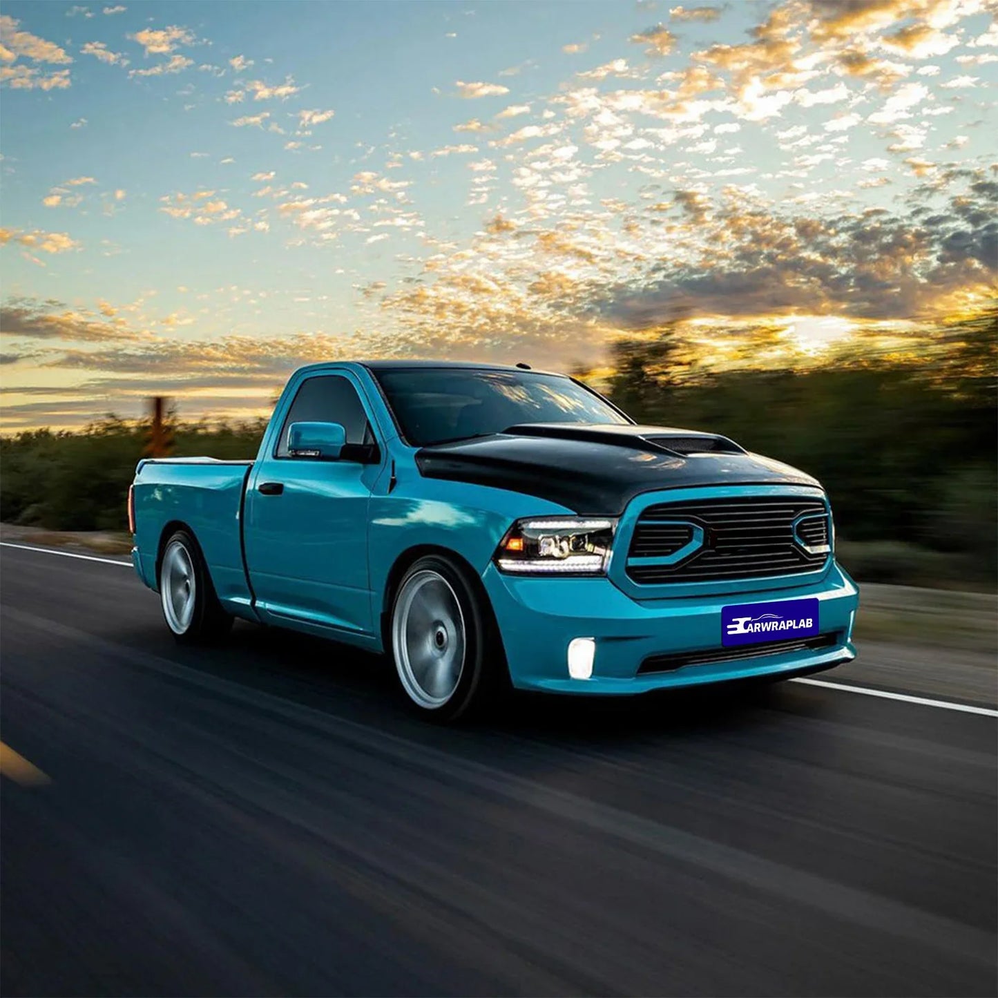 high glossy miami blue vinyl wrap