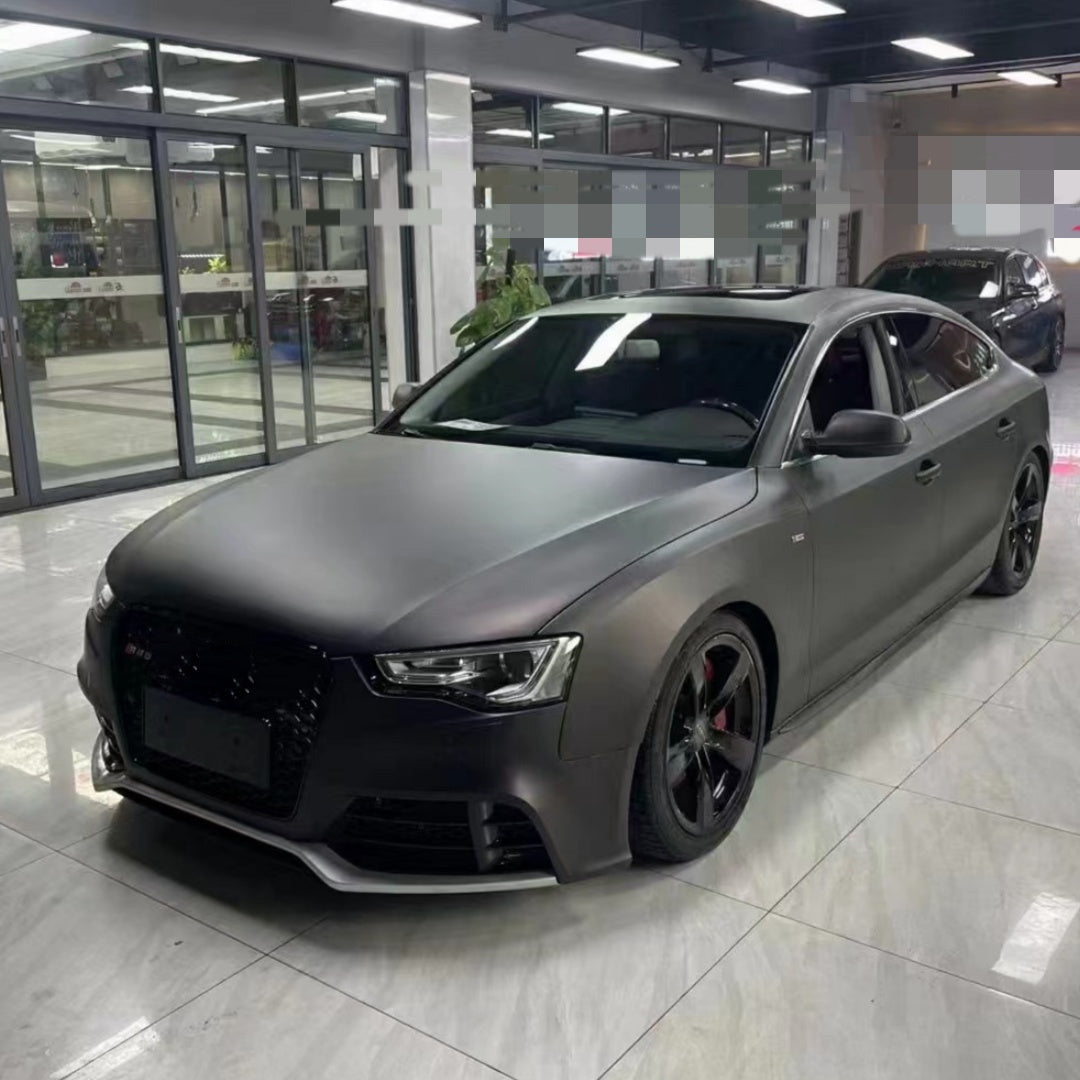 Audi Matte Diamond Black Red Car Vinyl Wrap