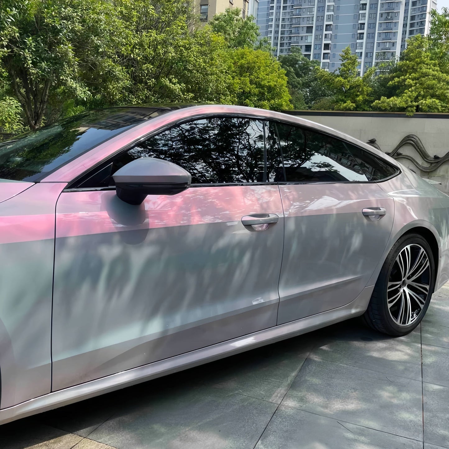 Gloss Metallic Twin Candy Gray Red Car Vinyl Wrap