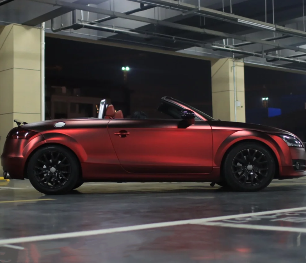 Quality Satin Chrome Prismatic Red Car Vinyl Wrap