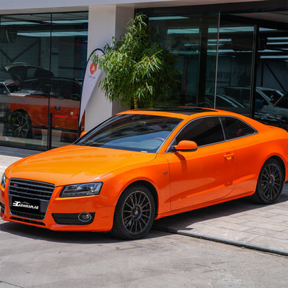 high glossy orange vinyl wrap