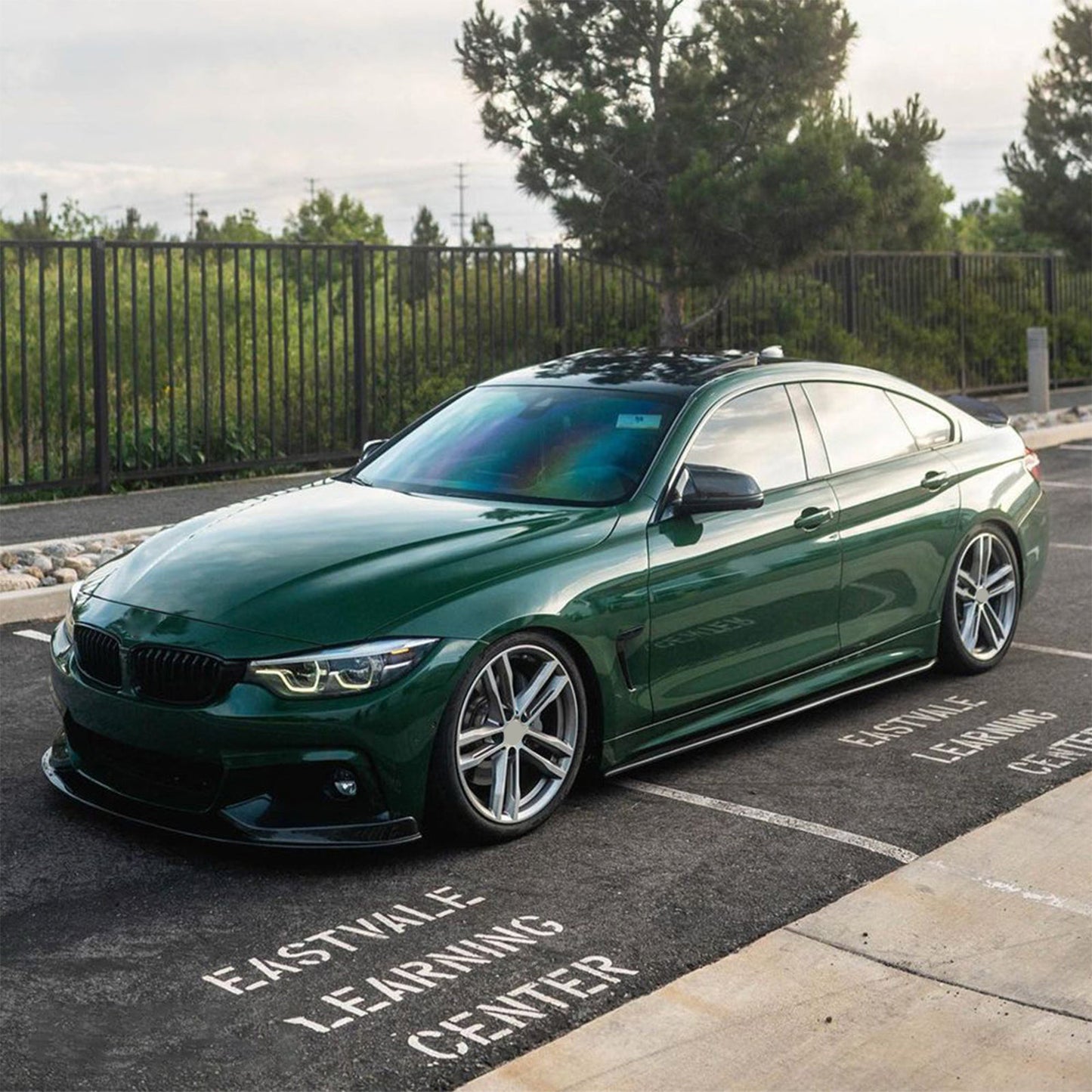 glossy metallic vintage racing green vinyl wrap