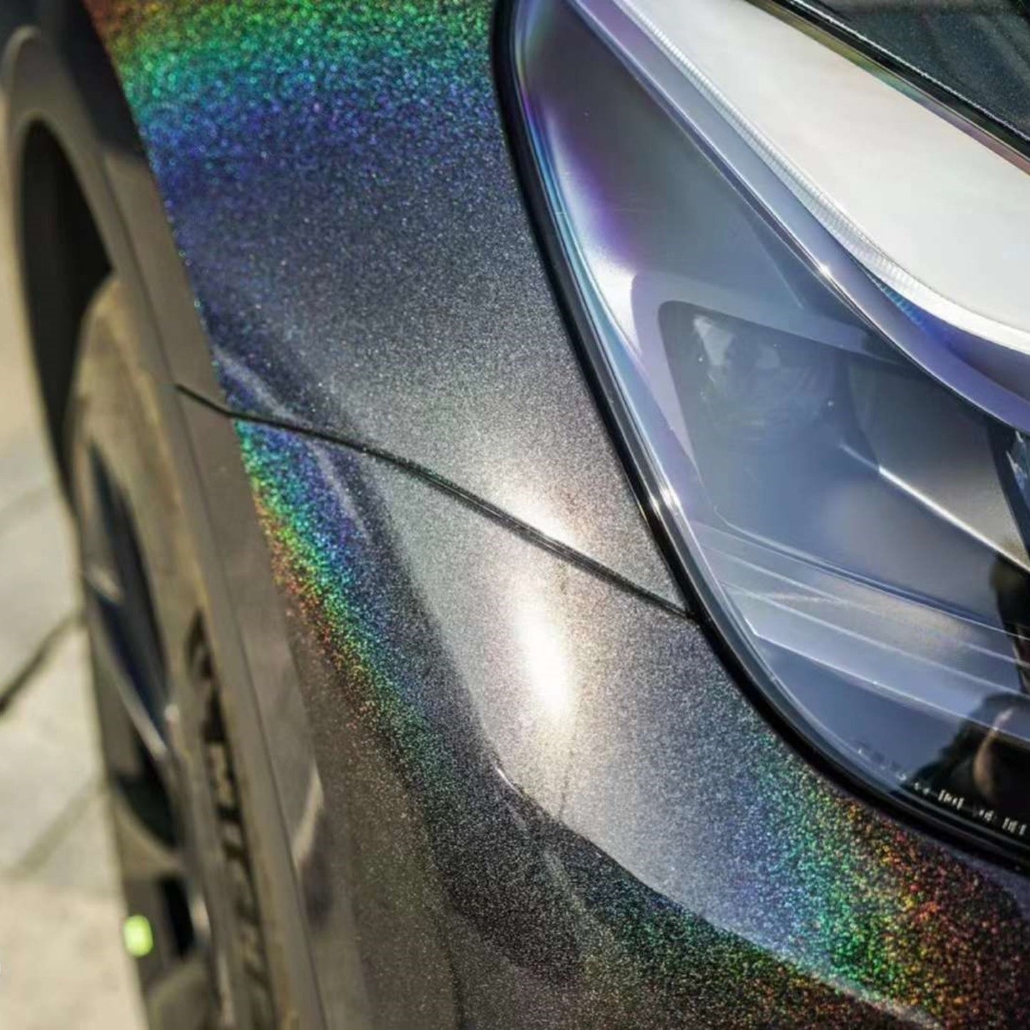 Quality Glossy Laser Black Car Vinyl Wrap