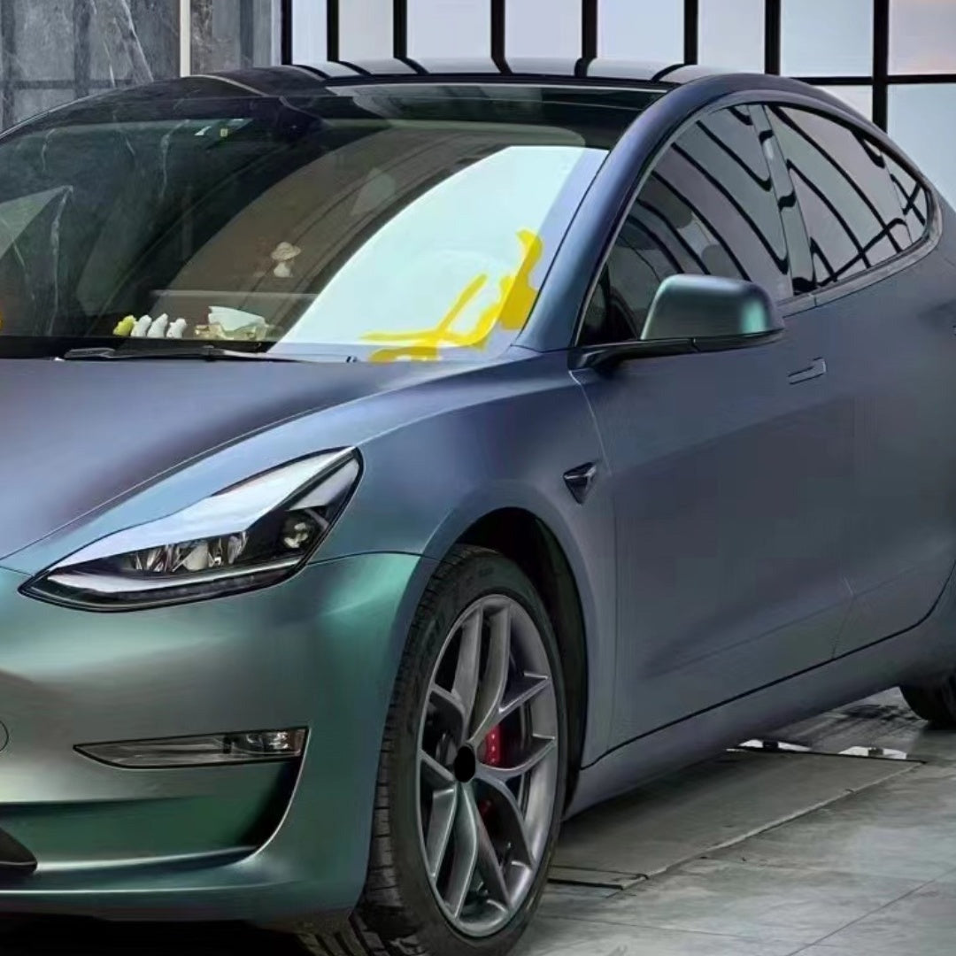 Vinilo para coche Tesla ultramate color verde aurora diamante