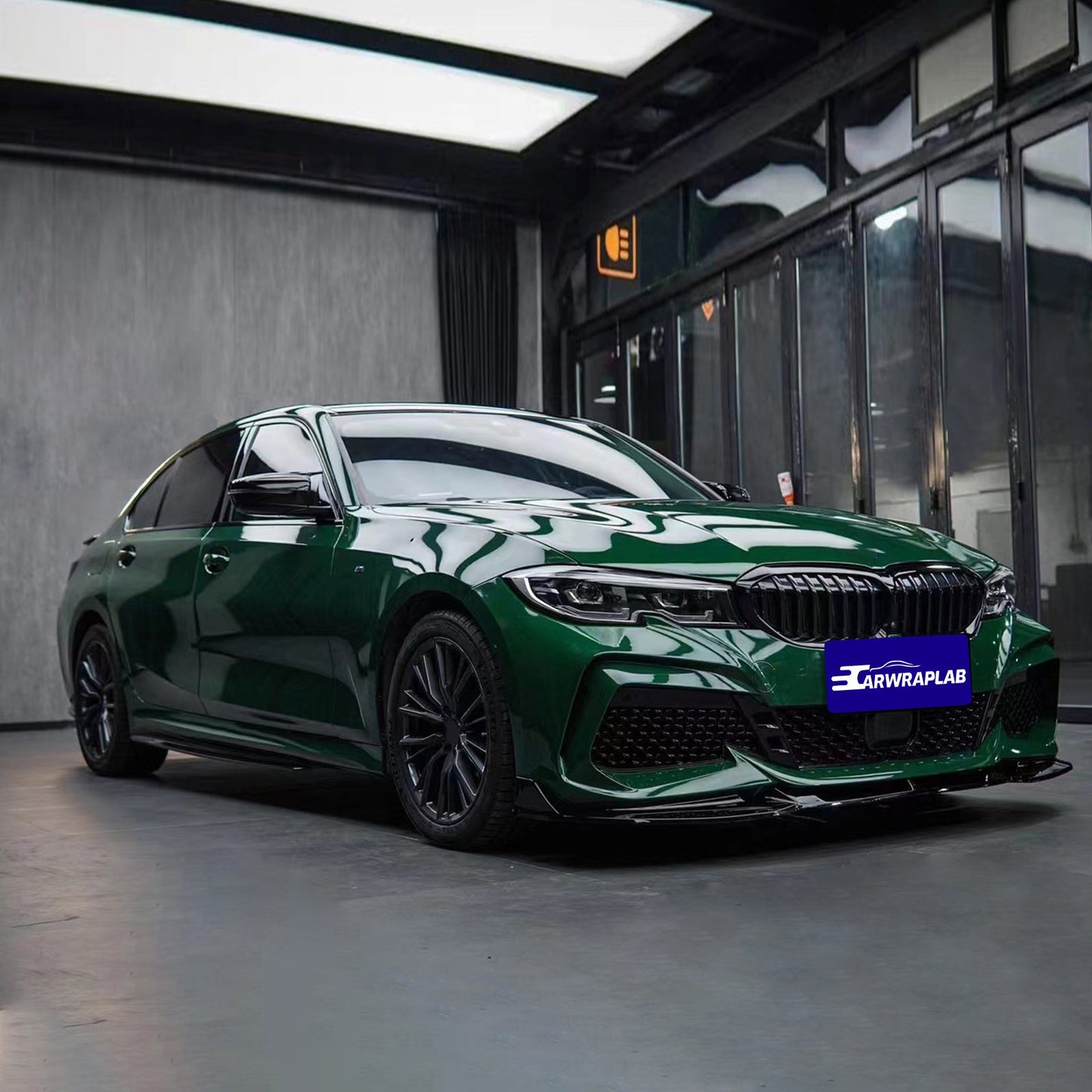 glossy metallic vintage racing green vinyl wrap