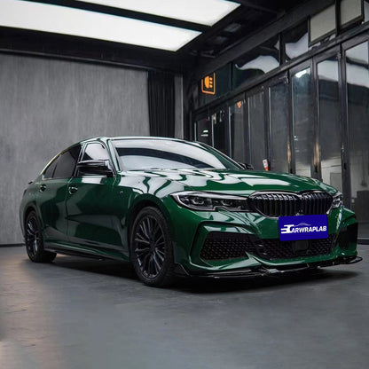 glossy metallic vintage racing green vinyl wrap