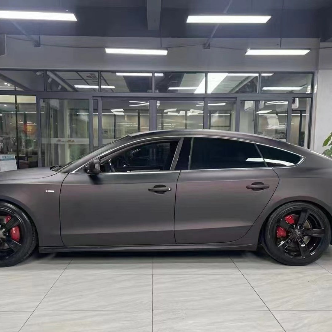 Audi Matte Diamond Black Red Car Vinyl Wrap