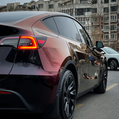 Tesla Glossy PET Diamonds Black Red Car Vinyl Wrap