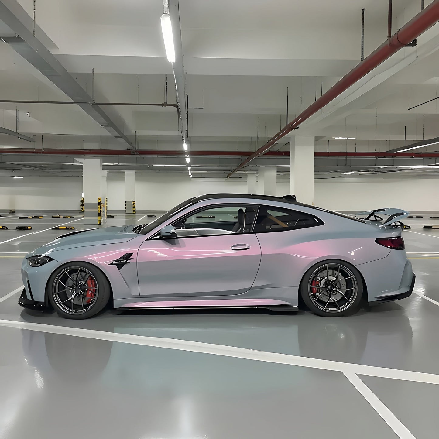 Gloss Metallic Twin Candy Gray Red Car Vinyl Wrap