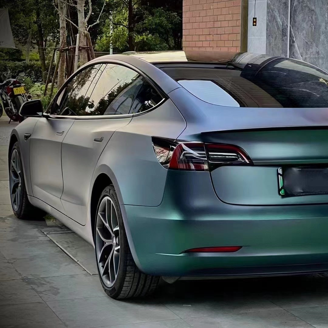 Vinilo para coche Tesla ultramate color verde aurora diamante