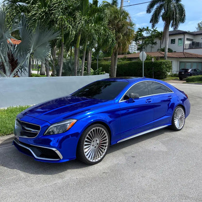 Vinilo para coche de calidad con acabado cromado tipo espejo azul