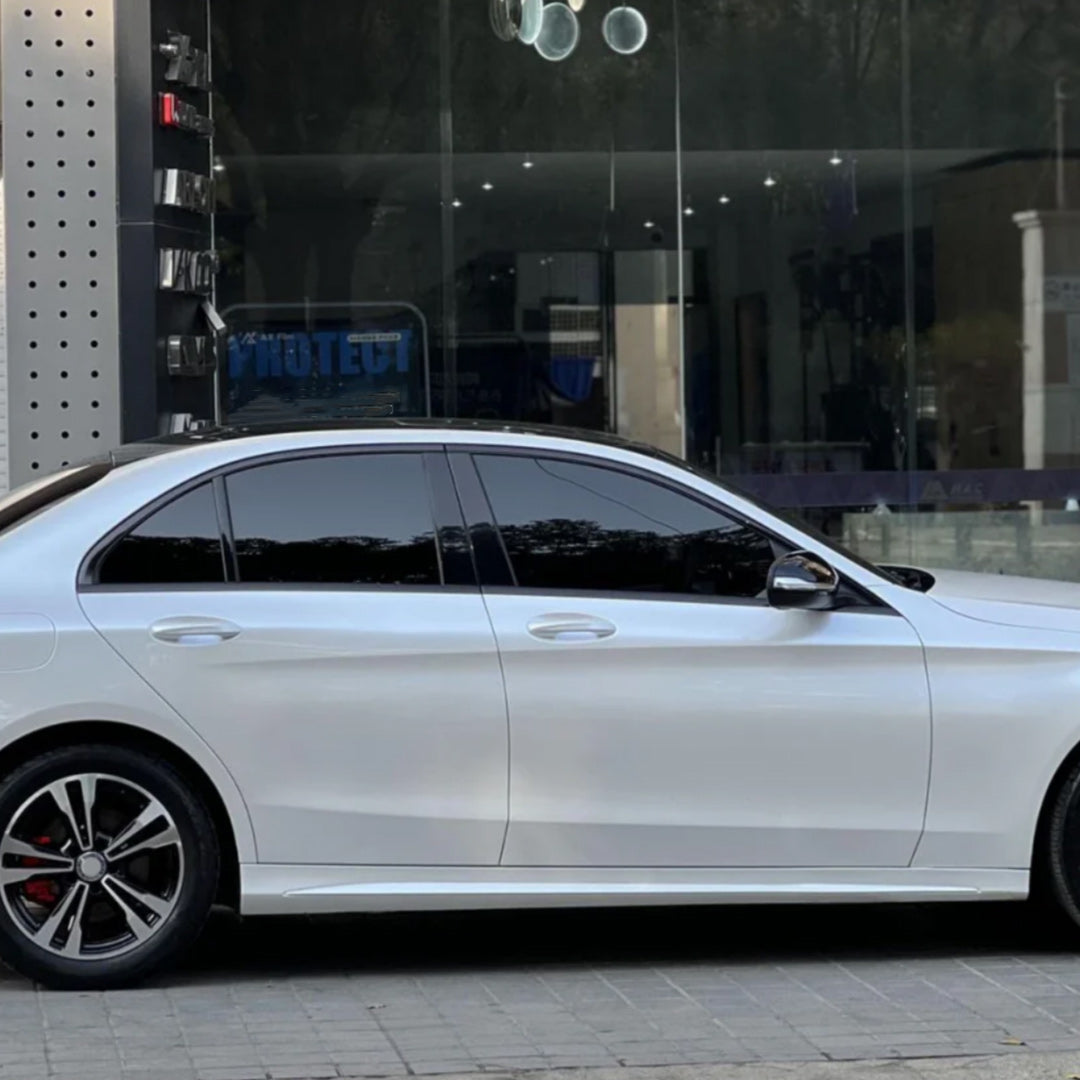 Benz Lexus Glossy PET Sparkle White Car Vinyl Wrap