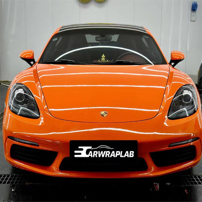 high glossy orange vinyl wrap