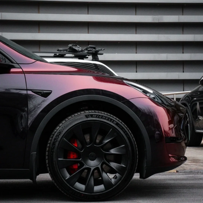 Tesla Glossy PET Diamonds Black Red Car Vinyl Wrap