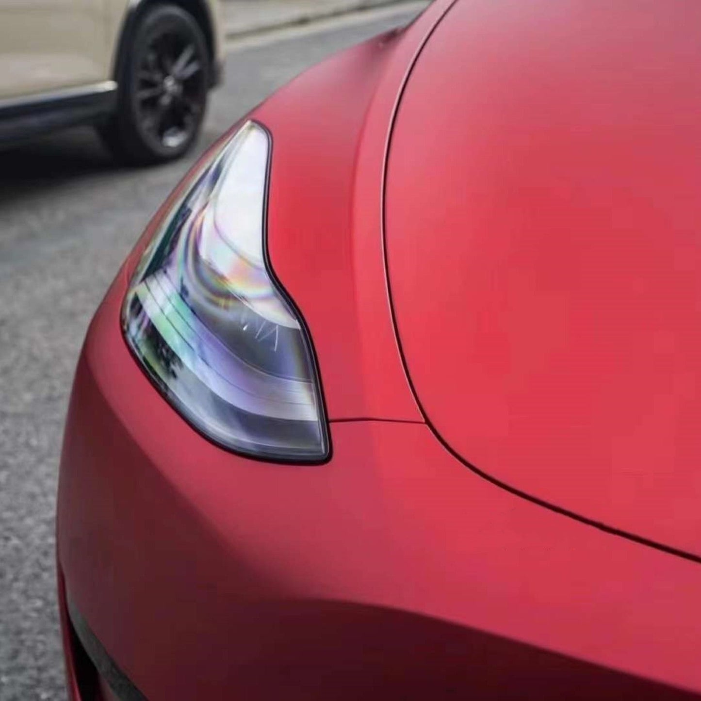 Quality Satin Chrome Prismatic Red Car Vinyl Wrap