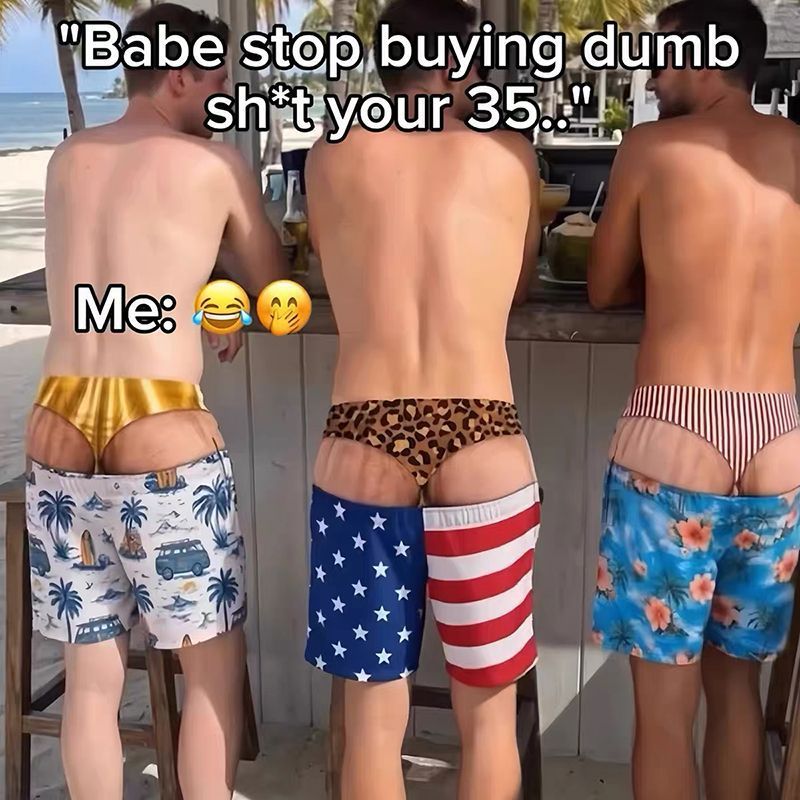 Custom Funny Patriotic Men Swim Trunks