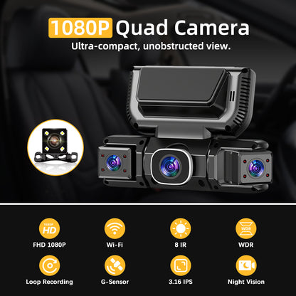 360 Degree View 4 Channel Dash Cam
