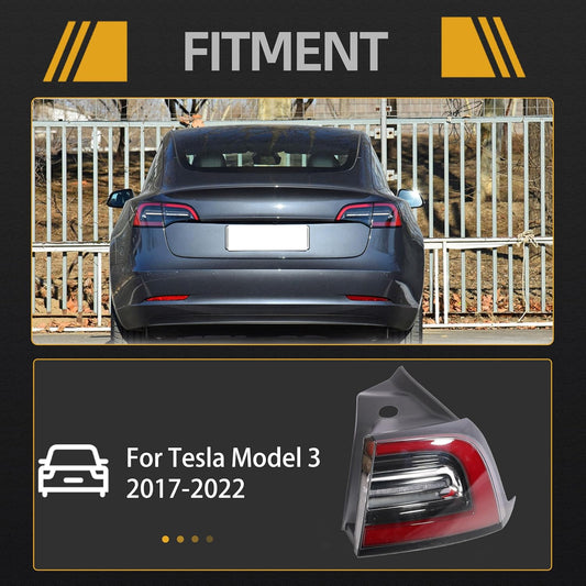 3 Pin LED Tail Light Assembly, Rear Right Passenger Side Brake Outside Tail Lamp, for Tesla Model 3 2017 2018 2019 2020