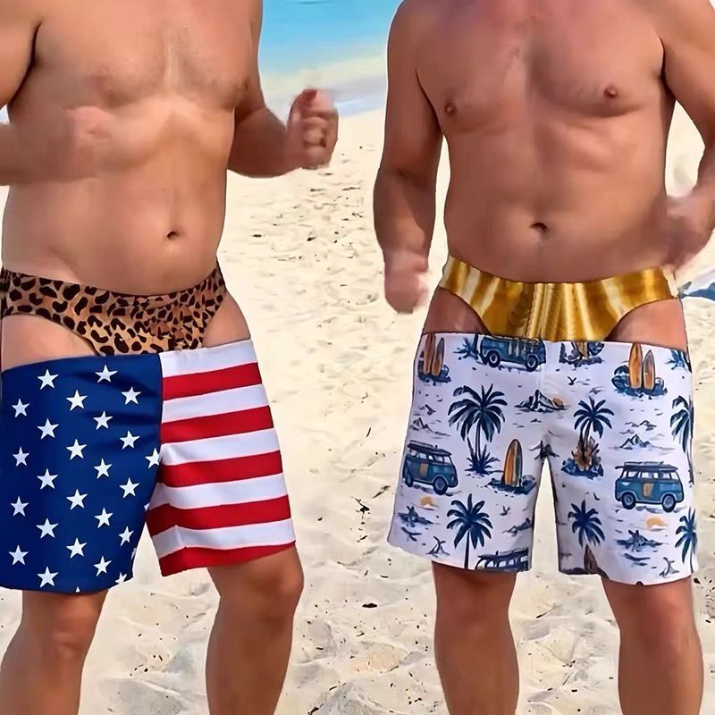 Custom Funny Patriotic Men Swim Trunks