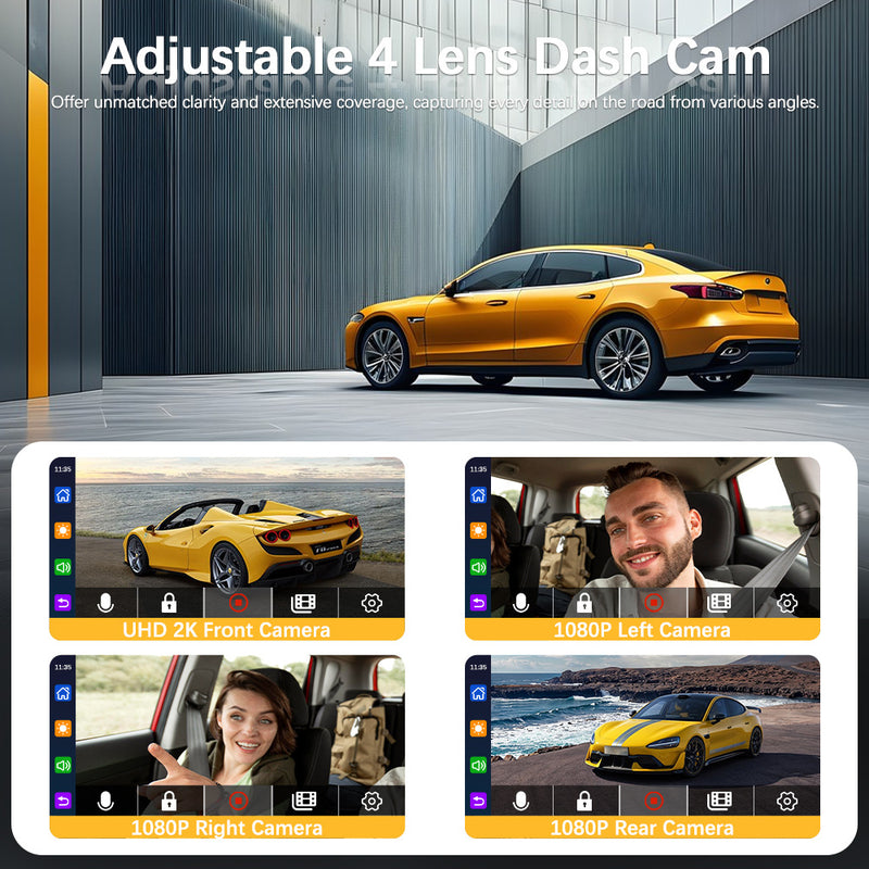 360 Degree View 4 Channel Dash Cam