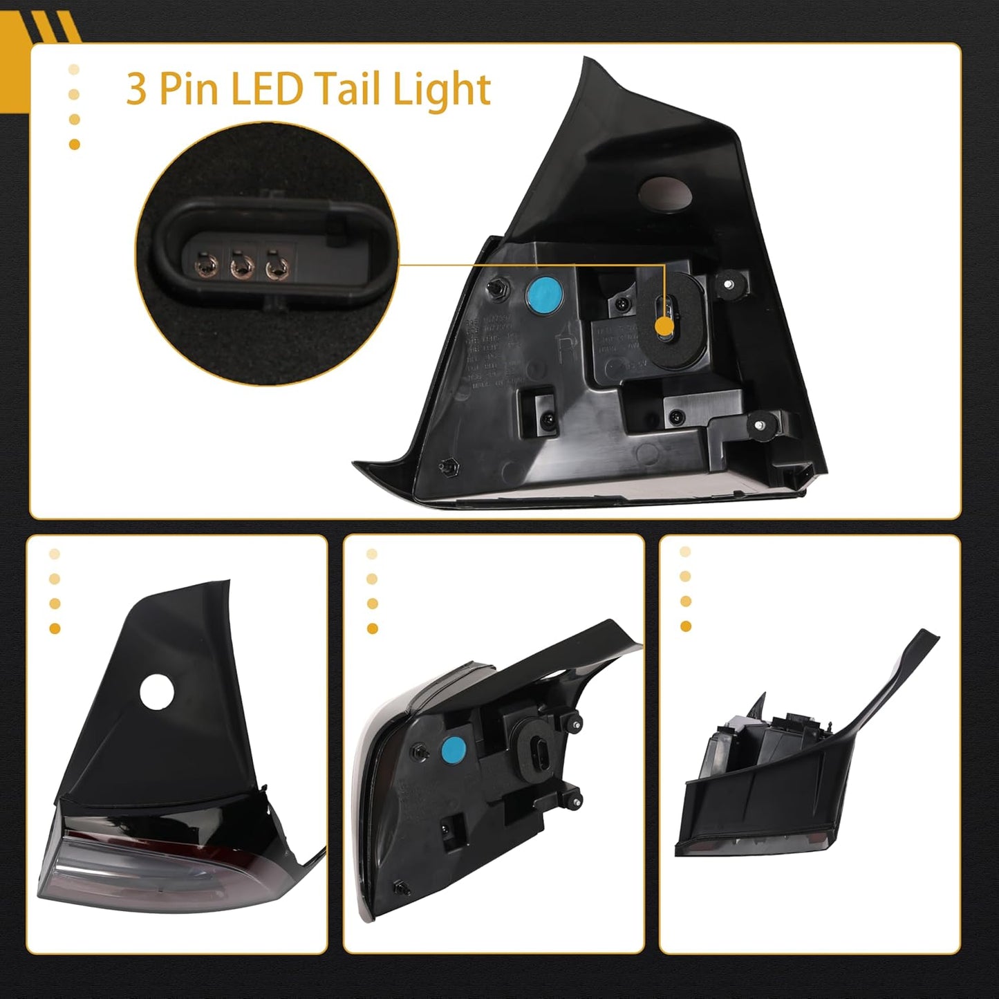 3 Pin LED Tail Light Assembly, Rear Right Passenger Side Brake Outside Tail Lamp, for Tesla Model 3 2017 2018 2019 2020