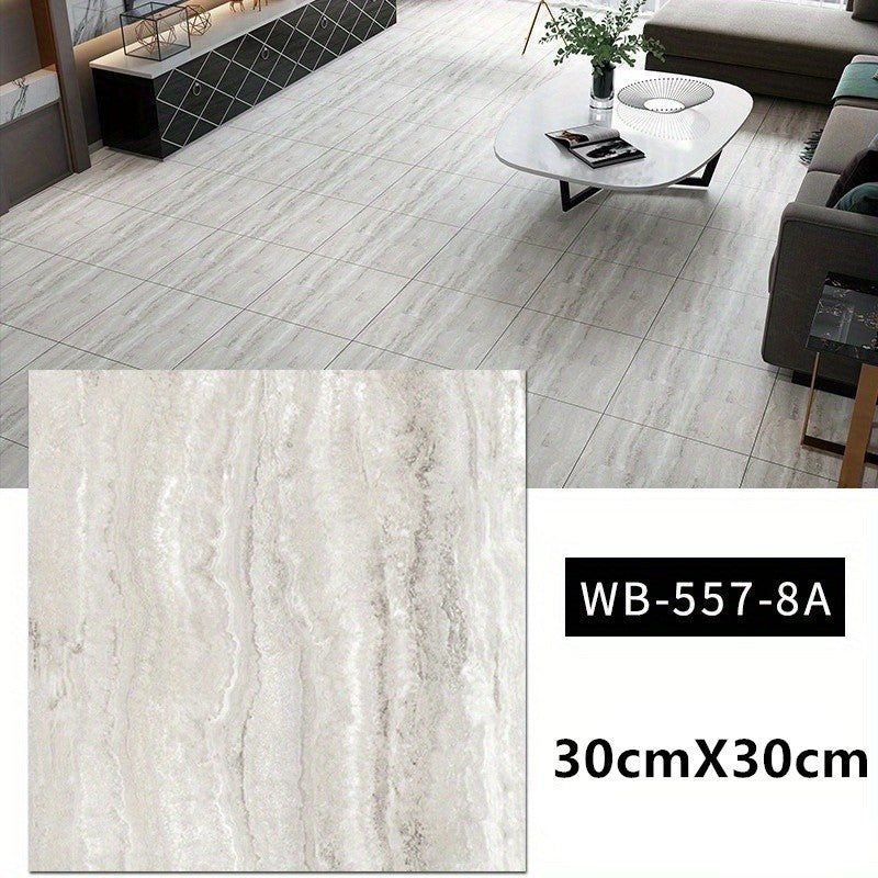 Peel & Stick Marble-Look Floor Tiles
