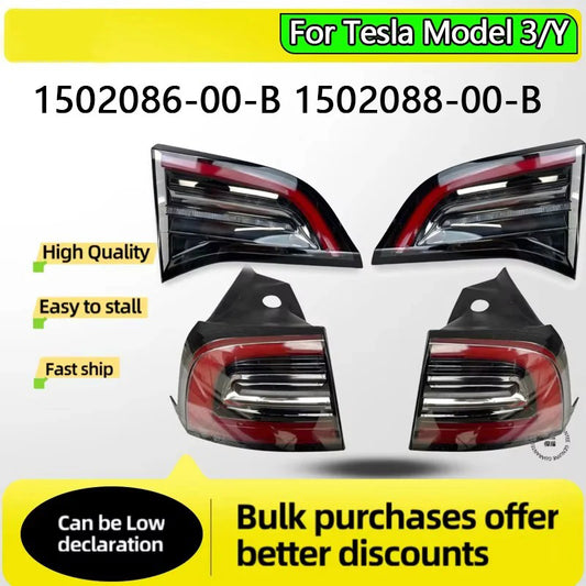 For Tesla Model 3/Y Led Rear Light Assembly Rear Lamp Outer New Led Tail Light Brake Lamp 1502086-00-B 1502088-00-B 2021-2023