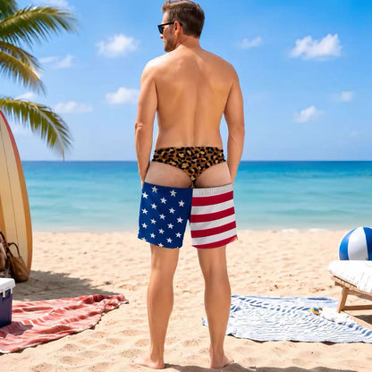 Custom Funny Patriotic Men Swim Trunks
