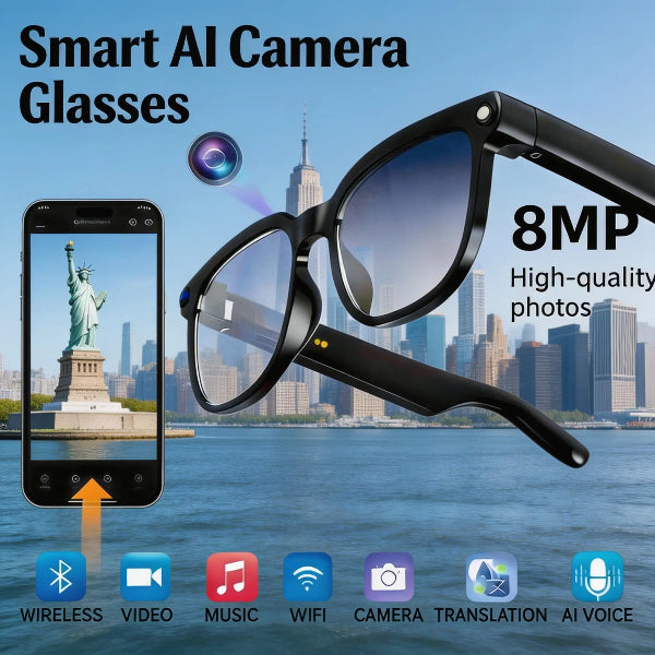 Smart AI Camera Glasses 8MP