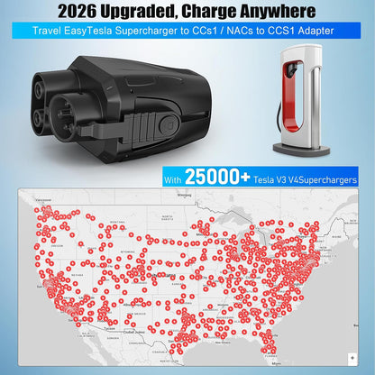 2026 Upgraded for NACS to CCS Adapter, [Max 500A 1000V] Fast Charge Electric Vehicle Charging Adapter, Tesla Supercharger to CCS1 Charger Adapter Compatible with Tesla Superchargers