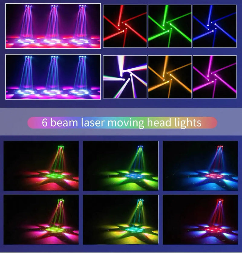 6-in-1 LED RGBW 6-Arm DJ Light for Parties