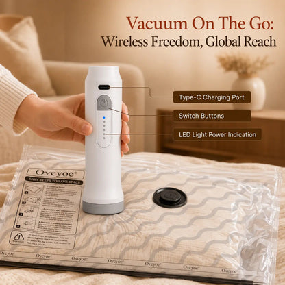 Cordless Travel Vacuum Bag Set — Rechargeable Pump