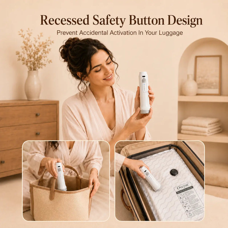 Cordless Travel Vacuum Bag Set — Rechargeable Pump