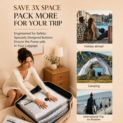 Cordless Travel Vacuum Bag Set — Rechargeable Pump