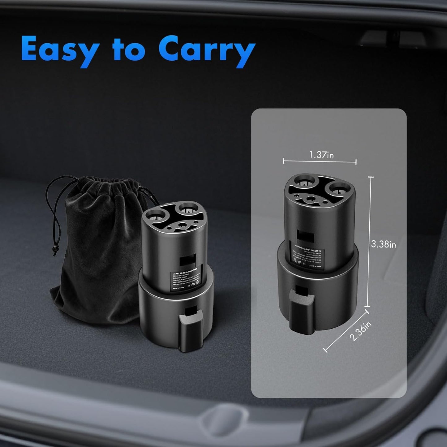 J1772 to Tesla Adapter for Tesla Model 3/Y/X/S & Cybertruck EV Charging Connector with SAE J1772 Level 1 Level 2 Stations Max 80A/250V Fast Charging IP65 Waterproof UL 2251 CE Certified