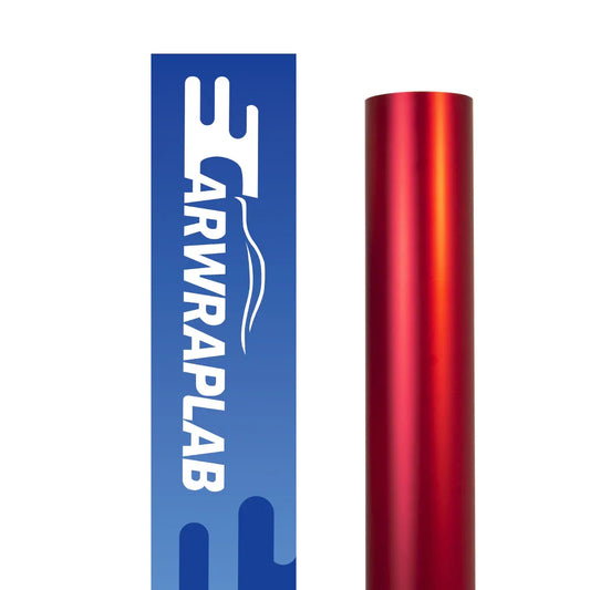 satin chrome prismatic red vinyl wrap