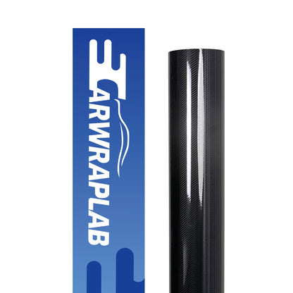 Glossy Spiral Black Carbon Fiber Vinyl Wrap